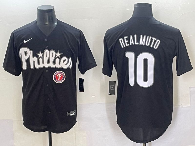 Men 2025 Philadelphia Phillies #10 Realmuto Black Fashion Nike MLB Jersey style 7097